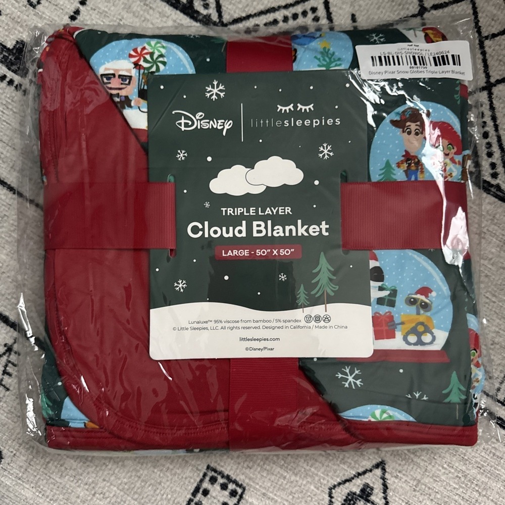 NWT Little Sleepies DISNEY Pixar SNOW GLOBES Large Triple Layered CLOUD BLANKET